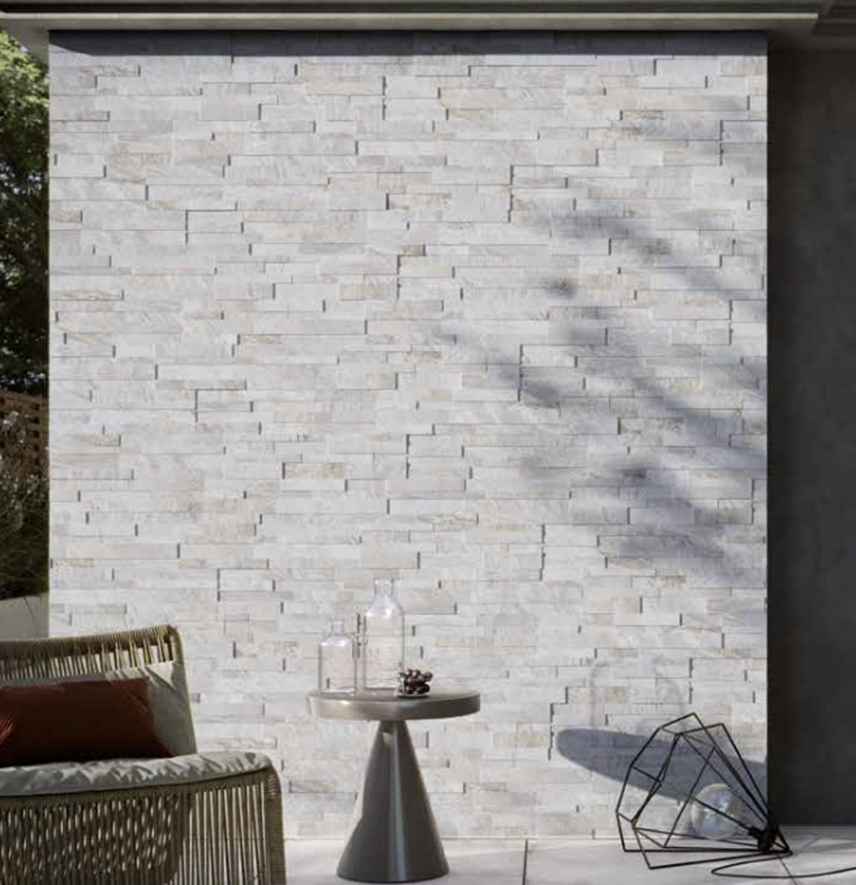 WHITE MATT 3D STONEWALL LOOK TILE