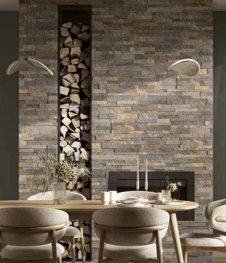 GREY MULTI COLOUR MATT 3D STONEWALL LOOK TILE