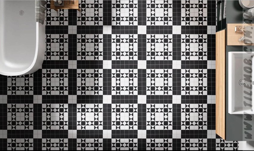 BLACK/WHITE MATT NEW BRISTOL TESSELLATED PORCELAIN TILE 250x250mm