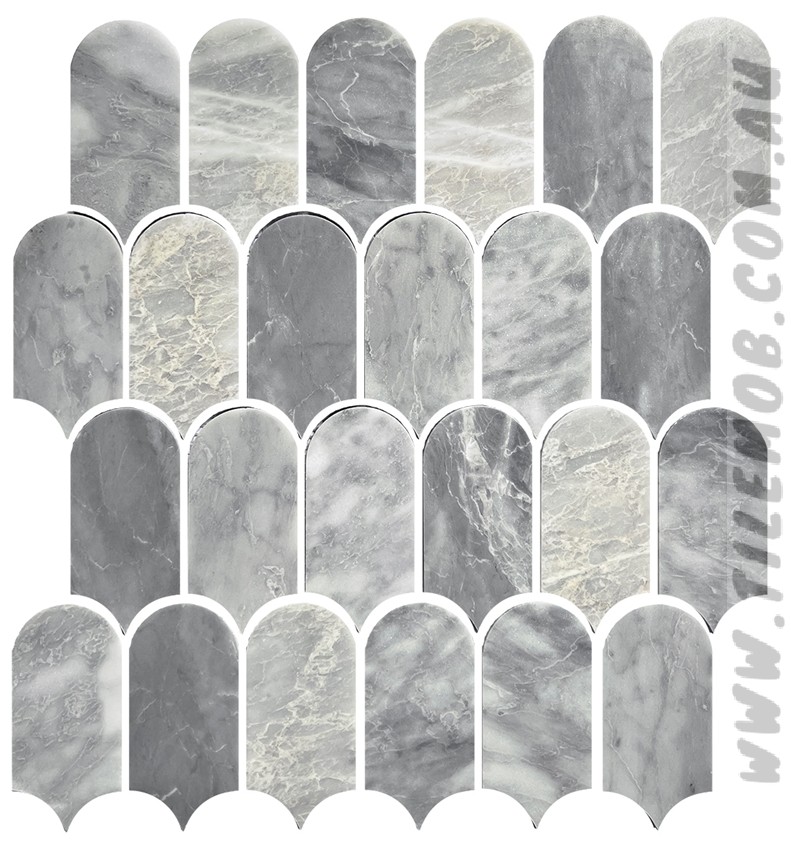 CARRARA GREY HONED MARBLE FEATHER GEOLUX