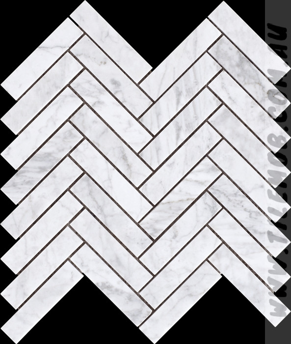 BIANCO CARRARA HERRINGBONE HONED MARBLE MOSAIC
