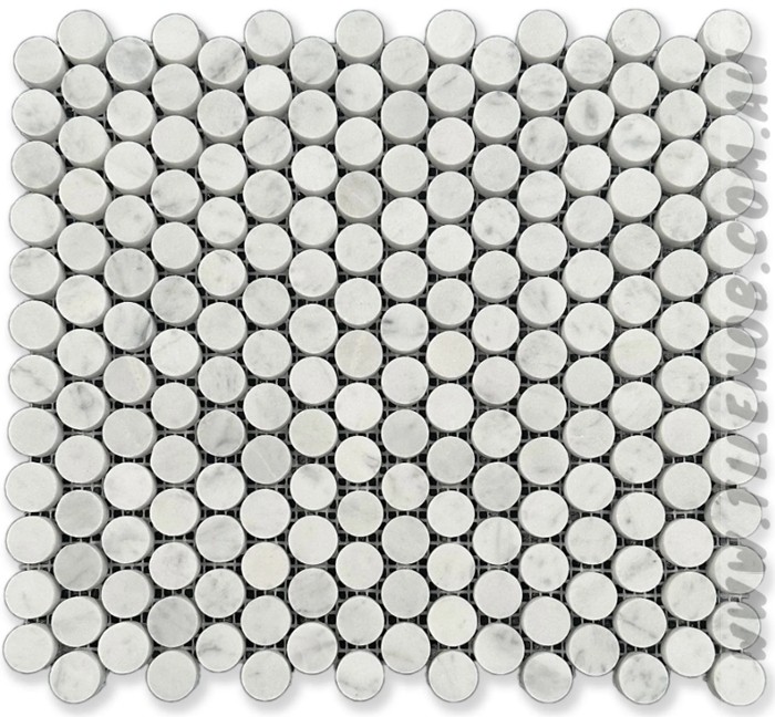 BIANCO CARRARA PENNYROUND HONED MARBLE MOSAIC