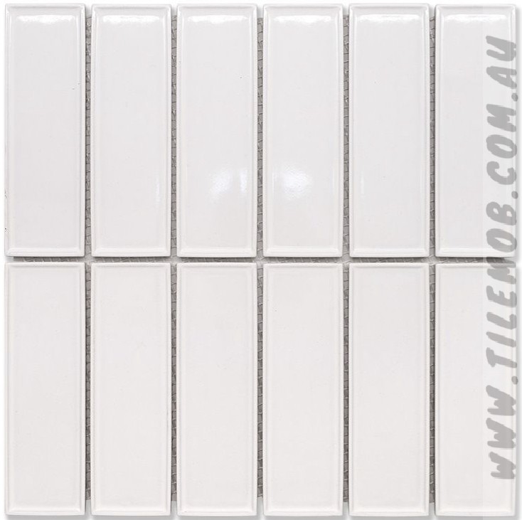 WHITE GLOSS 3D BRICK LOOK MOSAIC
