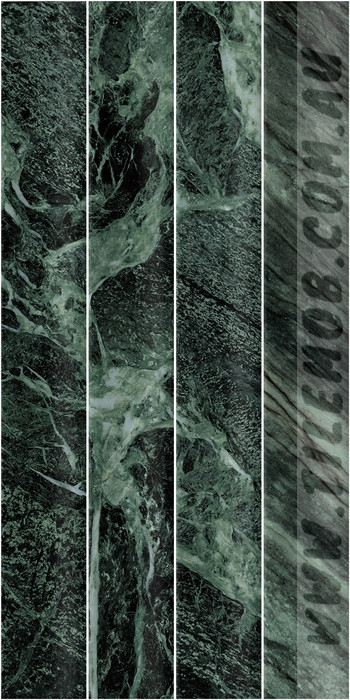 GREEN SATIN MARBLE LOOK CONCAVE SUBWAY TILE