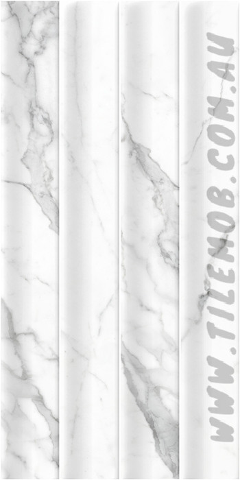 WHITE SATIN MARBLE LOOK CONCAVE SUBWAY TILE